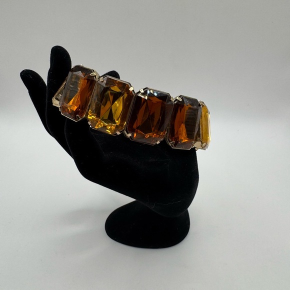 Sarah Coventry Jewelry - Vintage Sarah Coventry Honeycomb Amber Crystal Stretch Bracelet